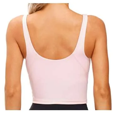 Women’s Longline Sports Bra Wirefree Padded Medium Support Yoga Bras Gym Running Workout Tank Tops (Pink, Medium)