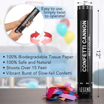 12 Inch Biodegradable Confetti Cannons | Perfect for Celebrations
