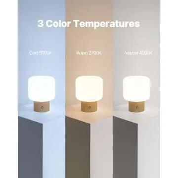 MAGCHARM Halo Mushroom Lamp, 5W Cute Cordless Rechargeable Table Lamp with Glass Shade, 3 Color Temps LED Dimmable Ambient Lighting, Small Retro Touch Bedside Light for Bedroom Decor, Mustard Yellow