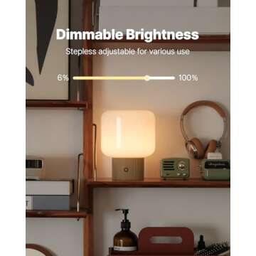 MAGCHARM Halo Mushroom Lamp, 5W Cute Cordless Rechargeable Table Lamp with Glass Shade, 3 Color Temps LED Dimmable Ambient Lighting, Small Retro Touch Bedside Light for Bedroom Decor, Mustard Yellow