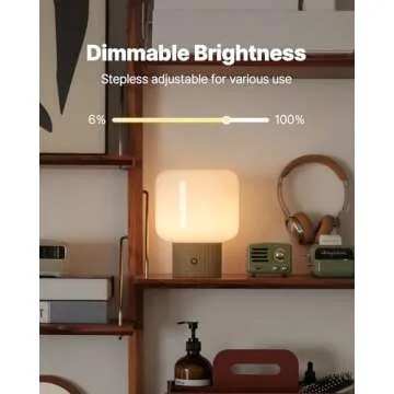 MAGCHARM Halo Mushroom Lamp, 5W Cute Cordless Rechargeable Table Lamp with Glass Shade, 3 Color Temps LED Dimmable Ambient Lighting, Small Retro Touch Bedside Light for Bedroom Decor, Mustard Yellow