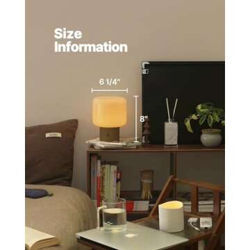 MAGCHARM Halo Mushroom Lamp, 5W Cute Cordless Rechargeable Table Lamp with Glass Shade, 3 Color Temps LED Dimmable Ambient Lighting, Small Retro Touch Bedside Light for Bedroom Decor, Mustard Yellow