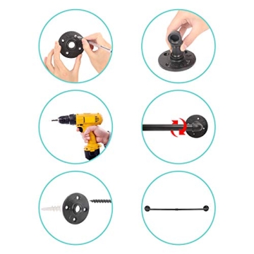 EGASON 34.3 inch Industrial Pipe Pot Bar Rack with Hooks