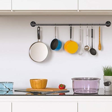 EGASON 34.3 inch Industrial Pipe Pot Bar Rack with Hooks