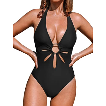 CUPSHE One Piece Swimsuit for Women in Black Fashion