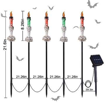 BRIGHTDECK Halloween Decorations, Lighted 5 Pack Skeleton Hands Holder Candle Lamp, Solar Halloween ...