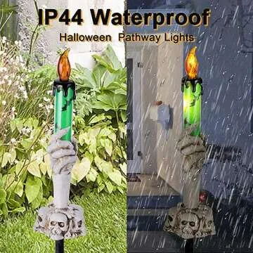 BRIGHTDECK Skeleton Hands Solar Pathway Lights for Halloween