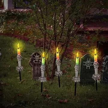 BRIGHTDECK Skeleton Hands Solar Pathway Lights for Halloween