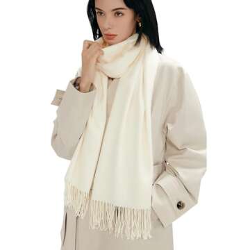 maamgic Women's Scarf Pashmina Shawls and Wraps for Evening Dresses Travel Office Winter Wedding Cashmere Feel Large Scarves Ivory