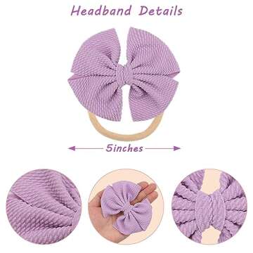 CLLOT Hairband, 30 PCS Baby Nylon Headbands Hairbands with 4.5 inch Hair Bows, Elastics for Baby Girls Newborn Infant Toddlers Kids Hair Accessories