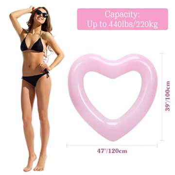 HeySplash Pool Floats, Adult Size Heart Inflatable Pool Floatie for Bachelorette Party, Swim Tube Ri...