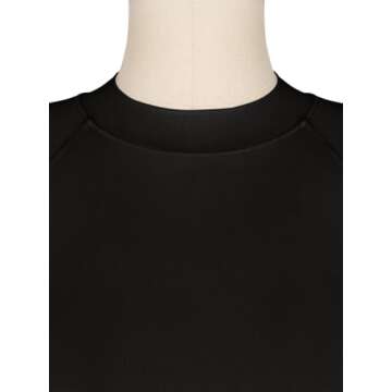 REORIA Women's Summer Casual Basic Mock Neck Short Sleeve Double Lined Going Out Trendy Y2K T Shirts Crop Tops Black Small