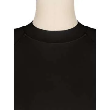 REORIA Women's Summer Casual Basic Mock Neck Short Sleeve Double Lined Going Out Trendy Y2K T Shirts Crop Tops Black Small