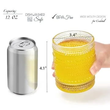 ZOOFOX 6 Romantic Vintage Water Glasses Set - 12 oz