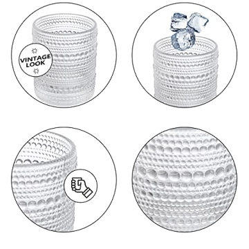 ZOOFOX 6 Romantic Vintage Water Glasses Set - 12 oz