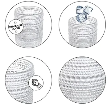 ZOOFOX 6 Romantic Vintage Water Glasses Set - 12 oz