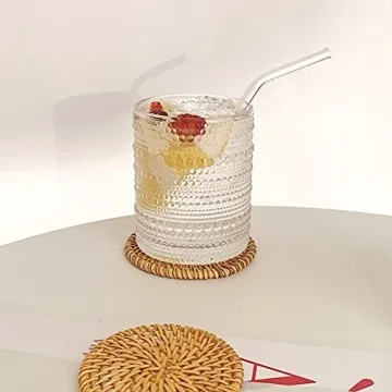 ZOOFOX 6 Romantic Vintage Water Glasses Set - 12 oz