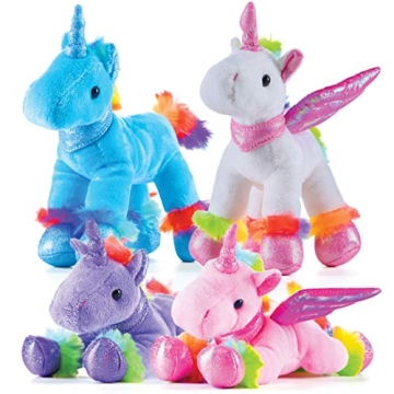 PREXTEX Unicorn Stuffed Animals (4 Cute Plush Unicorns Gifts for Girls) - Machine Washable