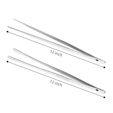 ChefBee Kitchen Cooking Tongs Tweezers - 2PCS 12" Stainless Steel Utensils, Perfect for BBQ, Culinar...