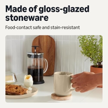 Amazon Basics 16 oz Ceramic Coffee Mugs Set - Linen Gray