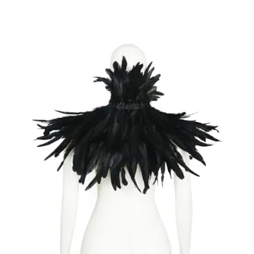 HOMELEX Black Witch Feather Shawl for Halloween Costumes