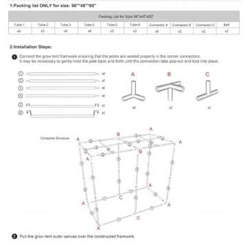 CoolGrows Grow Tent, 8x4 Feet Mylar Grow Tent with Obeservation Window and Floor Tray for Indoor Plant Growing (96"x48"x80")