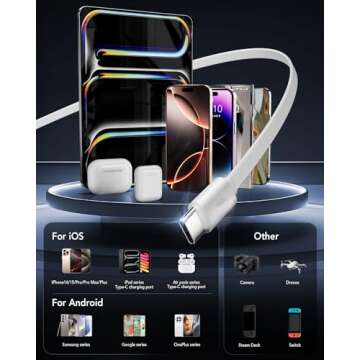 Retractable Wall Charger Block for iPhone 16 15, 40W PD Fast Charger with Retractable Type C Cable and USB/Type-C Port,3 in 1 Charger Adapter with Foldable Plug for Galaxy S25/Ultra/S25+/Mac/Pixel