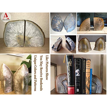 Unique AMOYSTONE Agate Bookends Perfect for Home Decor