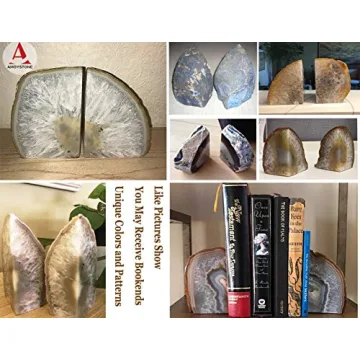 Unique AMOYSTONE Agate Bookends Perfect for Home Decor