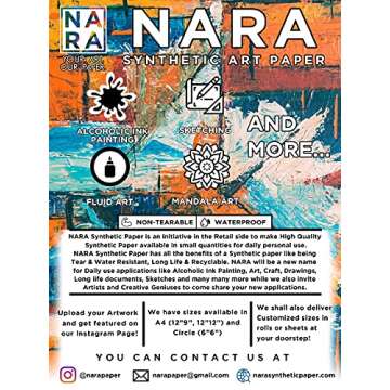 NARA Synthetic Paper Nara Paper Roll For Alcohol Ink Painting | White | 40 Inches X 5 Meter Roll | 2...