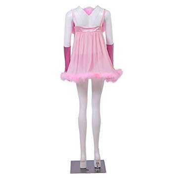 CosplayDiy Women's Cosplay Pink Fembot Costume Dress Women's Sexy Robot Costume Feather Lingerie Set Adult