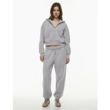 Trendy PUWEI Women's Zip Up Crop Hoodie for Activewear