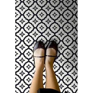 FloorPops FP2480 Comet Peel & Stick Floor Tiles, Black