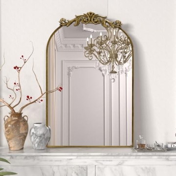 PAIHOME Arched Antique Gold Mirror Elegant Wall Decor