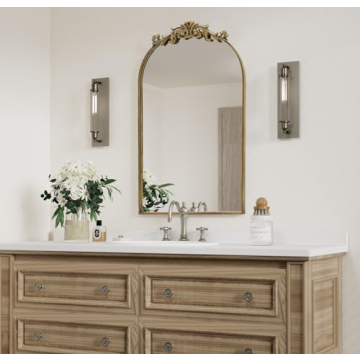 PAIHOME Arched Antique Gold Mirror Elegant Wall Decor