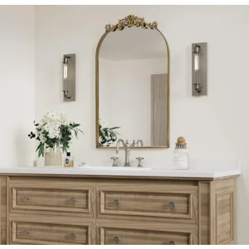 PAIHOME Arched Antique Gold Mirror Elegant Wall Decor