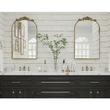 PAIHOME Arched Antique Gold Mirror Elegant Wall Decor