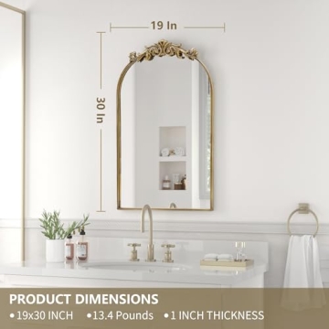 PAIHOME Arched Antique Gold Mirror Elegant Wall Decor