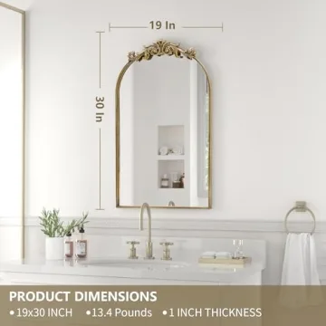 PAIHOME Arched Antique Gold Mirror Elegant Wall Decor