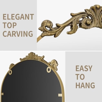 PAIHOME Arched Antique Gold Mirror Elegant Wall Decor