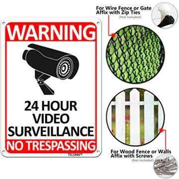 TICONN No Trespassing Sign - 24 Hour Video Surveillance