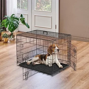 ZENY Double Door Folding Dog Crate for Medium Pets