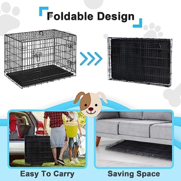 ZENY Double Door Folding Dog Crate for Medium Pets