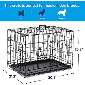 ZENY Double Door Folding Dog Crate for Medium Pets
