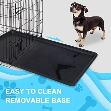 ZENY Double Door Folding Dog Crate for Medium Pets