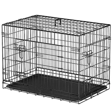 ZENY Double Door Folding Dog Crate for Medium Pets
