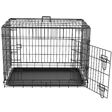 ZENY Double Door Folding Dog Crate for Medium Pets