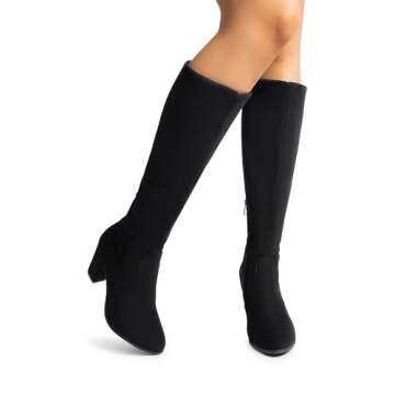 DREAM PAIRS Women's Chunky Heel Knee High Boots, Size 8.5