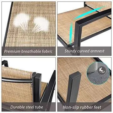 JUMMICO 4 Pieces Patio Furniture Set Modern Conversation Set Outdoor Garden Patio Bistro Set with Glass Coffee Table for Home, Porch, Lawn (Yellow)