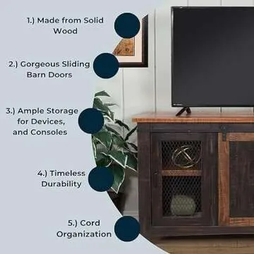 Martin Svensson Home Santa Fe Solid Wood TV Stand, 65", Antique Black and Aged Distressed Pine
